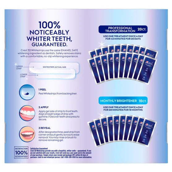 Crest 3D Whitestrips 20 Professional Treatments with 10 Bonus Brightening Treatments