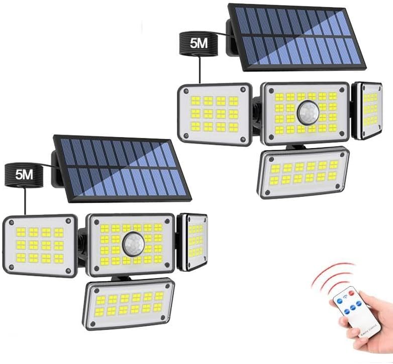 NUYA 224 LED 3000LM Solar Motion Sensor Light Waterproof IP65 4 Heads - 2Pack