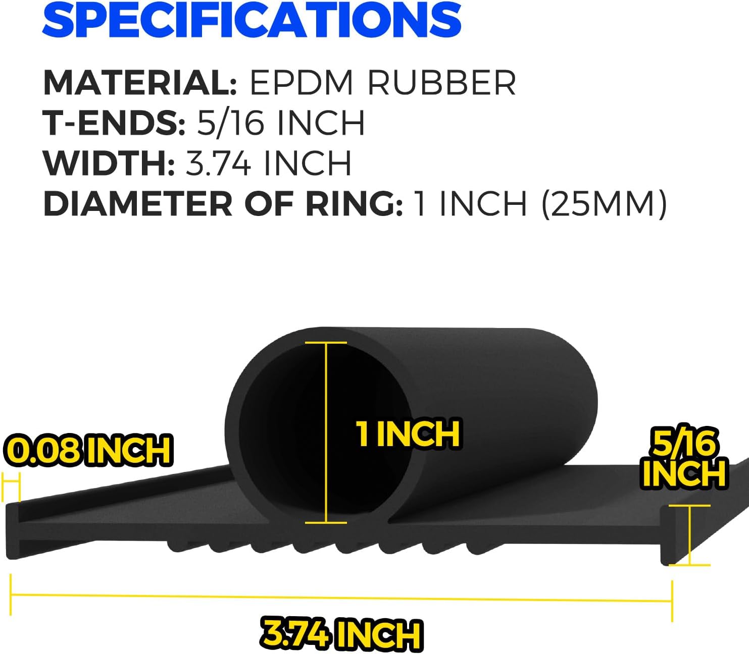 Holikme Garage Door Seals Bottom Rubber, Flexible EPDM Garage Door Seal, Garage Door Weather Stripping Kit Seal Strip Replacement, 5/16 Inch T-End, 4 1/8 Inch Width (17Ft, Black)