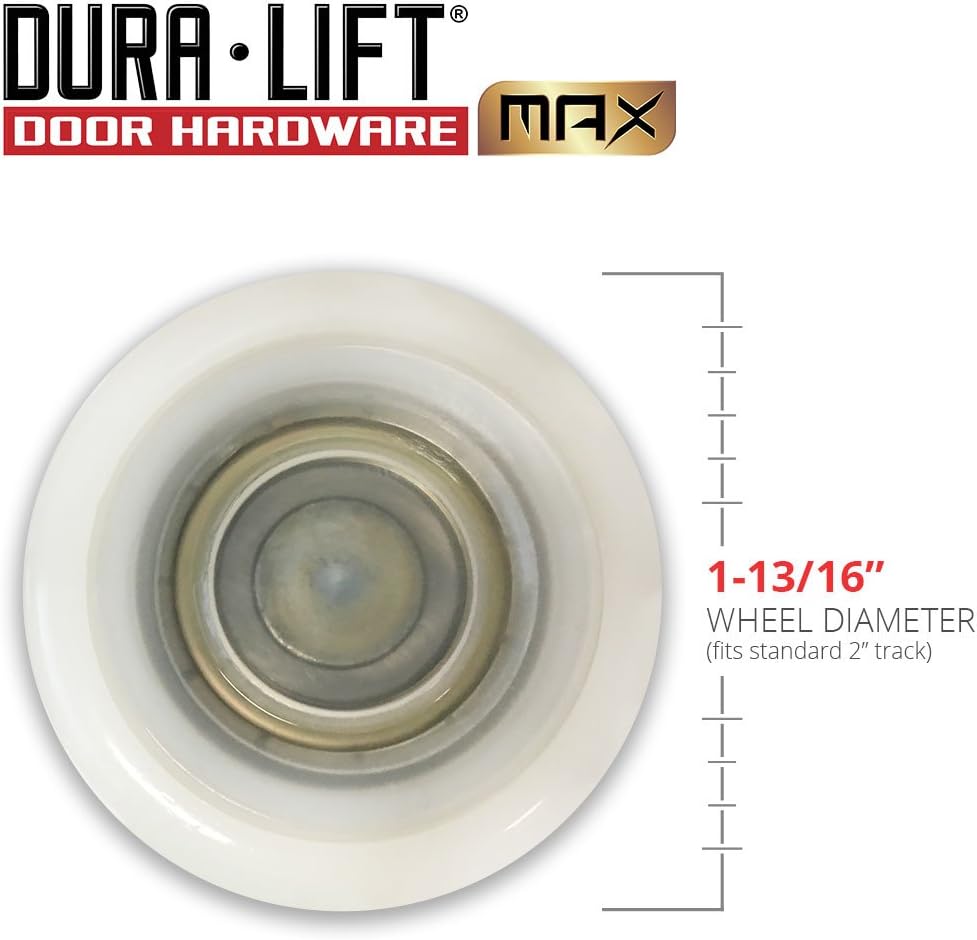 DURA-LIFT Ultra-Life MAX 2" Sealed 6200ZZ Bearing Nylon Garage Door Roller, 4" Stem, Pack of 10