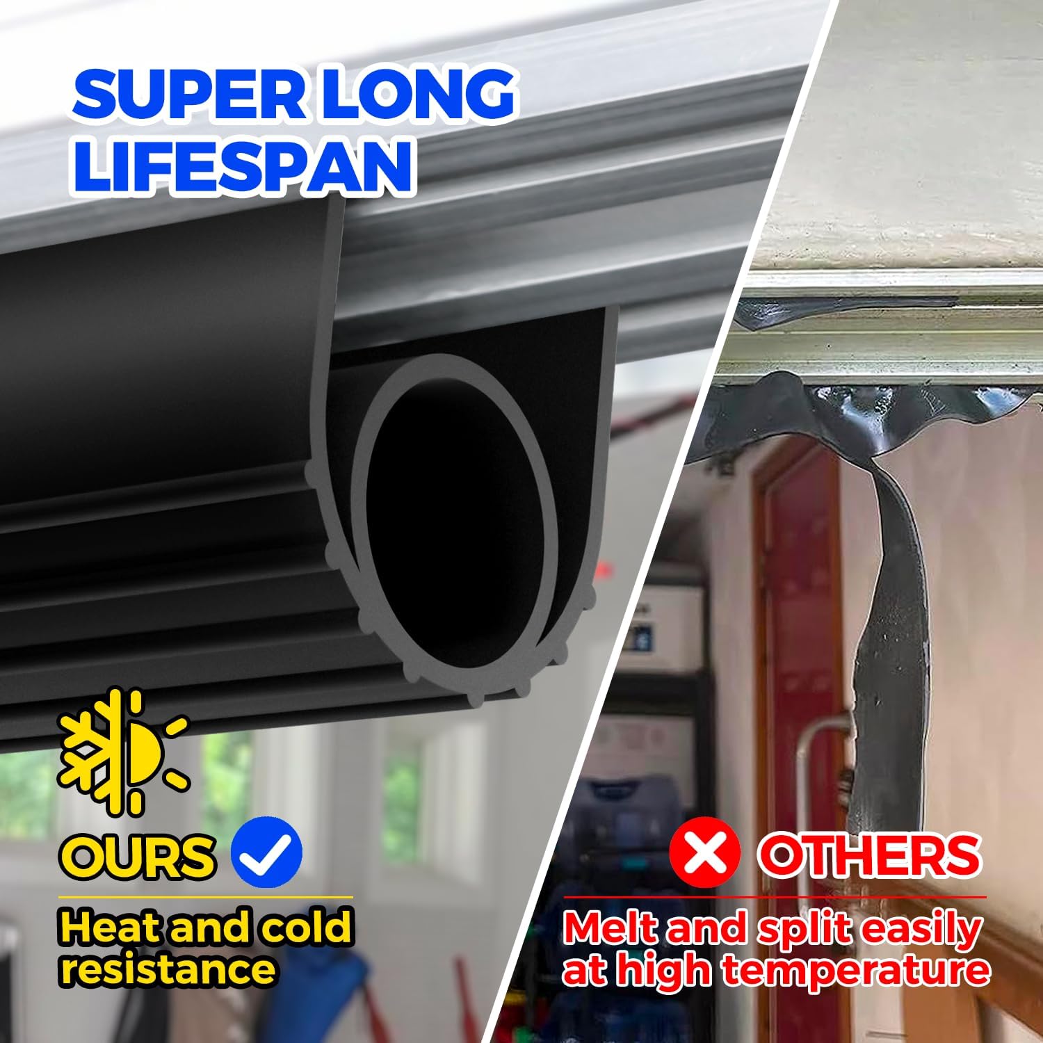 Holikme Garage Door Seals Bottom Rubber, Flexible EPDM Garage Door Seal, Garage Door Weather Stripping Kit Seal Strip Replacement, 5/16 Inch T-End, 4 1/8 Inch Width (17Ft, Black)