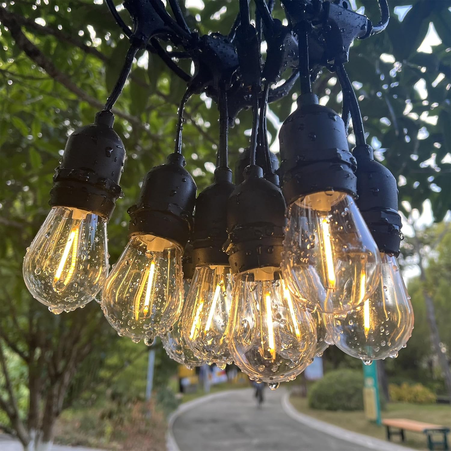 NUYA 15-Pack LED 1W String Light Bulbs, S14 Plastic Shatterproof Edison Vintage Style Replacement 1 Watt Outdoor 2200K, Waterproof, Warm White Equivalent to 11w, e26 Base