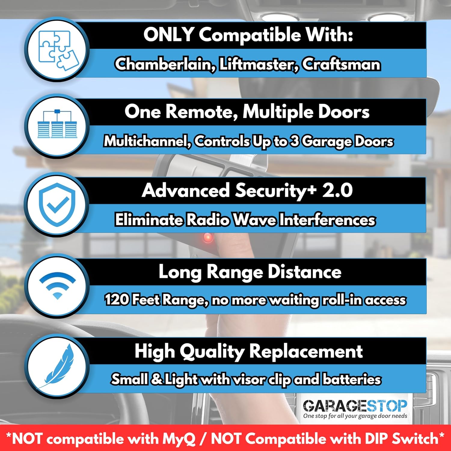 2X for LiftMaster Chamberlain Craftsman Garage Door Opener Remote Replacement, 893LM 893Max 891LM 371LM 373LM 971LM 973LM, Extra Long-Range