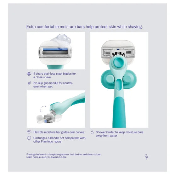 Flamingo by Harry's Moisture Plus Razor Set 9 Cartridges + 1 Handle