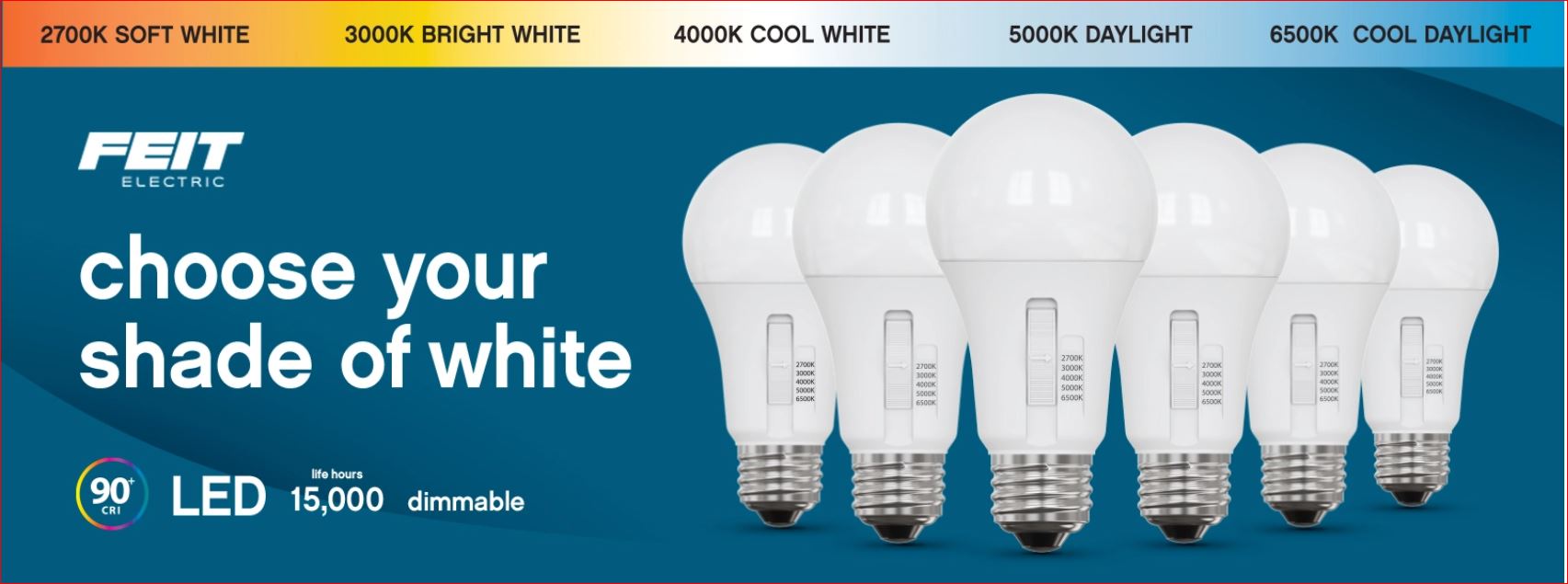 Feit Electric 60W Replacement 5-CCT LED A19 Bulbs, 6-pack